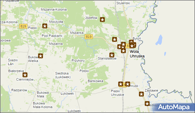 mapa Stanisławów gmina Wola Uhruska, Stanisławów gmina Wola Uhruska na mapie Targeo