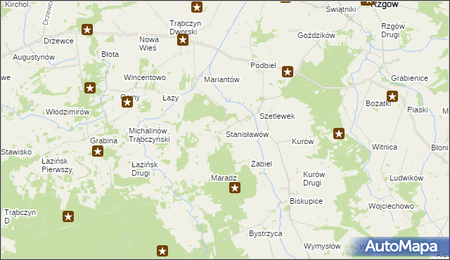 mapa Stanisławów gmina Zagórów, Stanisławów gmina Zagórów na mapie Targeo