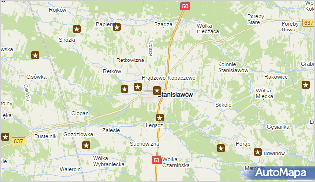 mapa Stanisławów powiat miński, Stanisławów powiat miński na mapie Targeo