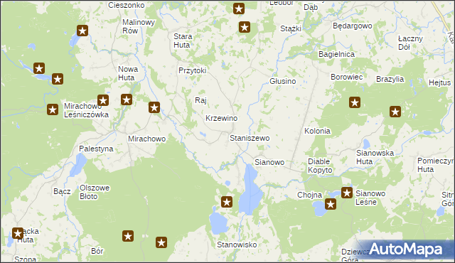 mapa Staniszewo gmina Kartuzy, Staniszewo gmina Kartuzy na mapie Targeo