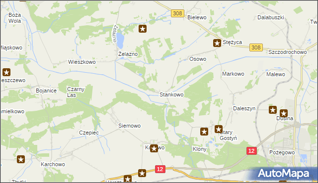 mapa Stankowo gmina Gostyń, Stankowo gmina Gostyń na mapie Targeo
