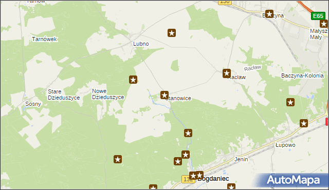 mapa Stanowice gmina Bogdaniec, Stanowice gmina Bogdaniec na mapie Targeo