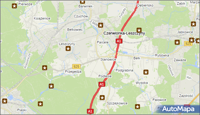 mapa Stanowice gmina Czerwionka-Leszczyny, Stanowice gmina Czerwionka-Leszczyny na mapie Targeo