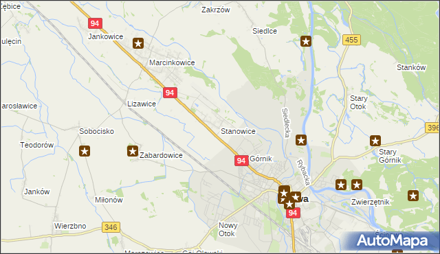 mapa Stanowice gmina Oława, Stanowice gmina Oława na mapie Targeo