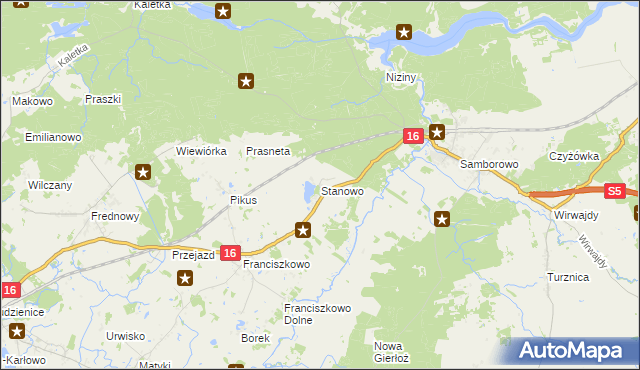 mapa Stanowo gmina Iława, Stanowo gmina Iława na mapie Targeo