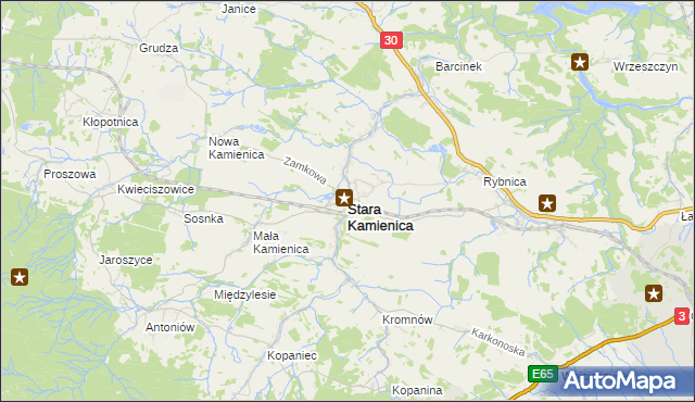 mapa Stara Kamienica, Stara Kamienica na mapie Targeo