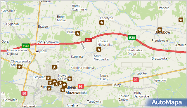 mapa Stara Niedziałka, Stara Niedziałka na mapie Targeo