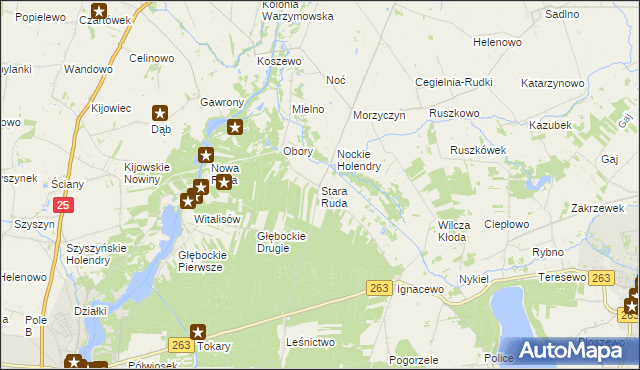 mapa Stara Ruda gmina Wierzbinek, Stara Ruda gmina Wierzbinek na mapie Targeo