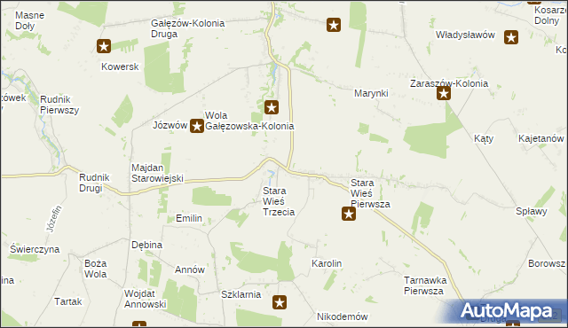 mapa Stara Wieś Druga gmina Bychawa, Stara Wieś Druga gmina Bychawa na mapie Targeo