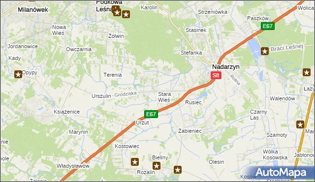 mapa Stara Wieś gmina Nadarzyn, Stara Wieś gmina Nadarzyn na mapie Targeo