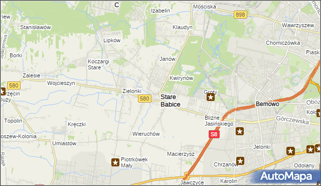 mapa Stare Babice, Stare Babice na mapie Targeo