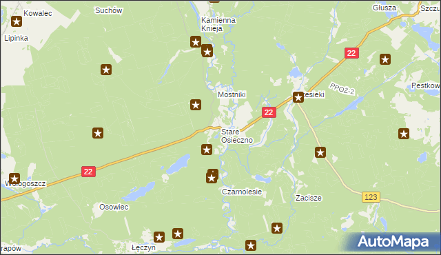 mapa Stare Osieczno, Stare Osieczno na mapie Targeo