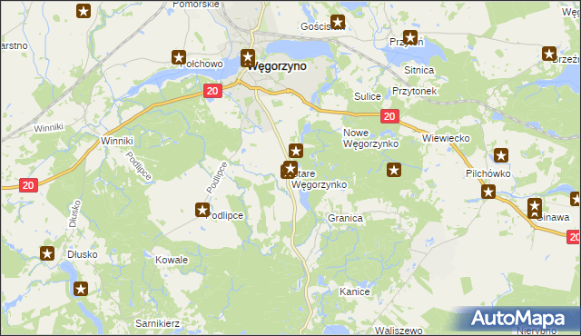 mapa Stare Węgorzynko, Stare Węgorzynko na mapie Targeo