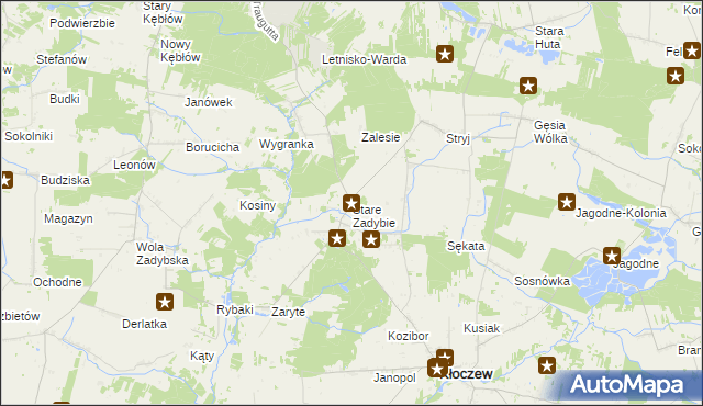 mapa Stare Zadybie, Stare Zadybie na mapie Targeo