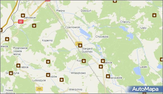 mapa Stargard Gubiński, Stargard Gubiński na mapie Targeo