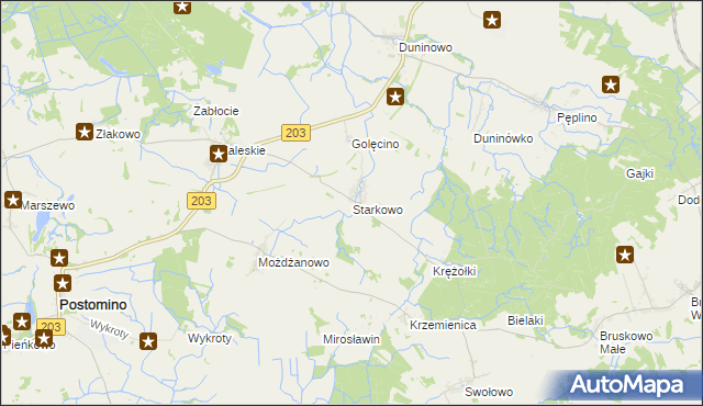 mapa Starkowo gmina Ustka, Starkowo gmina Ustka na mapie Targeo