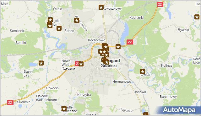 mapa Starogard Gdański, Starogard Gdański na mapie Targeo