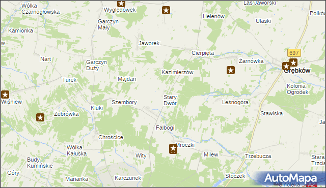 mapa Stary Dwór gmina Wierzbno, Stary Dwór gmina Wierzbno na mapie Targeo