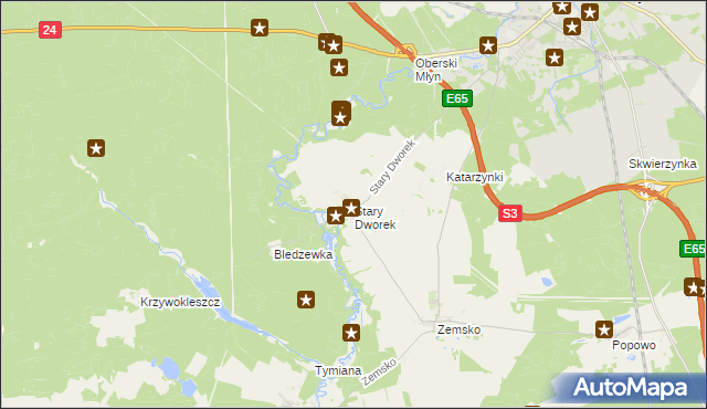 mapa Stary Dworek, Stary Dworek na mapie Targeo