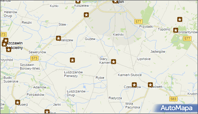 mapa Stary Kamień gmina Gąbin, Stary Kamień gmina Gąbin na mapie Targeo