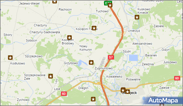 mapa Stary Komunin, Stary Komunin na mapie Targeo
