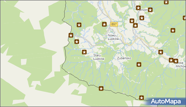 mapa Stary Łupków, Stary Łupków na mapie Targeo