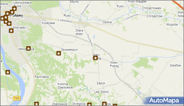 mapa Stary Pożóg, Stary Pożóg na mapie Targeo