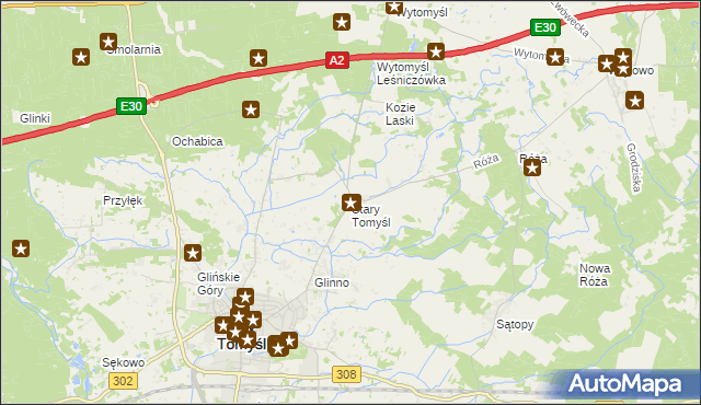 mapa Stary Tomyśl, Stary Tomyśl na mapie Targeo