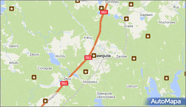 mapa Stawiguda, Stawiguda na mapie Targeo