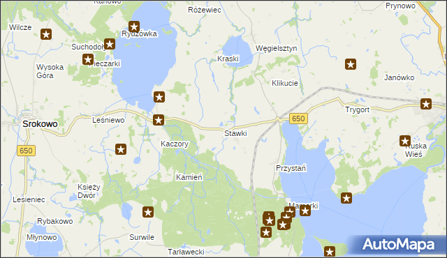 mapa Stawki gmina Węgorzewo, Stawki gmina Węgorzewo na mapie Targeo