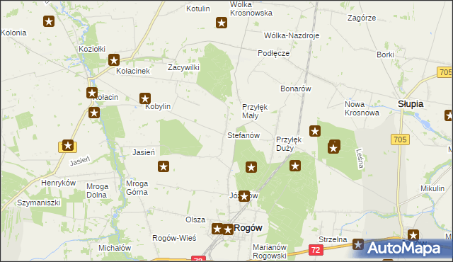 mapa Stefanów gmina Rogów, Stefanów gmina Rogów na mapie Targeo