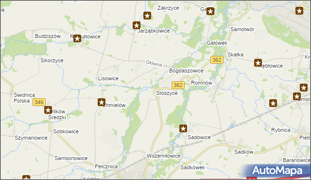 mapa Stoszyce, Stoszyce na mapie Targeo