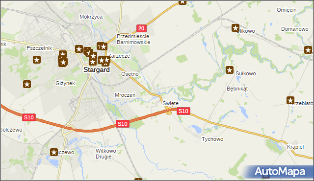 mapa Strachocin gmina Stargard, Strachocin gmina Stargard na mapie Targeo