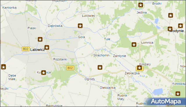 mapa Strachomin, Strachomin na mapie Targeo