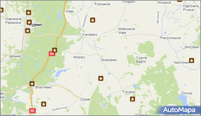 mapa Straszewo gmina Ryjewo, Straszewo gmina Ryjewo na mapie Targeo