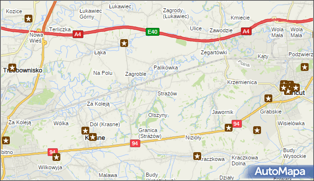 mapa Strażów, Strażów na mapie Targeo