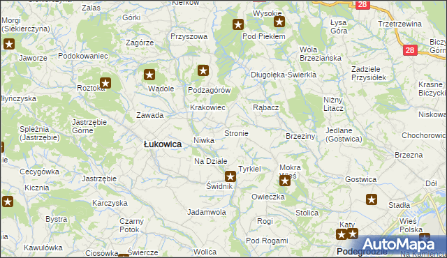 mapa Stronie gmina Łukowica, Stronie gmina Łukowica na mapie Targeo