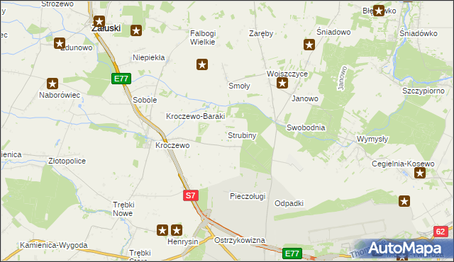 mapa Strubiny gmina Zakroczym, Strubiny gmina Zakroczym na mapie Targeo