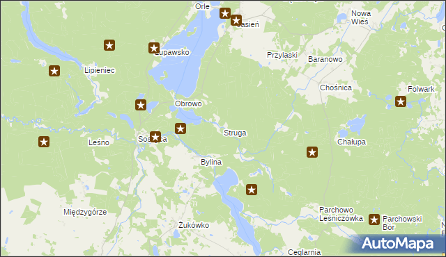 mapa Struga gmina Parchowo, Struga gmina Parchowo na mapie Targeo