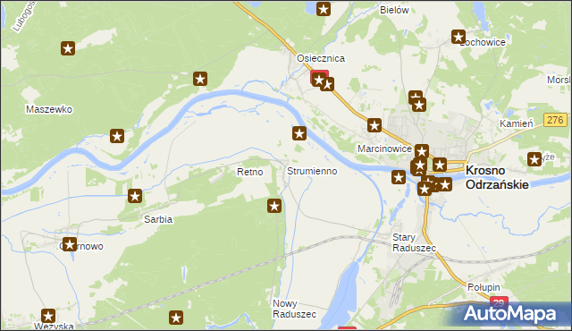 mapa Strumienno gmina Krosno Odrzańskie, Strumienno gmina Krosno Odrzańskie na mapie Targeo