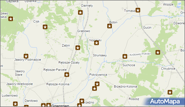 mapa Struniawy, Struniawy na mapie Targeo