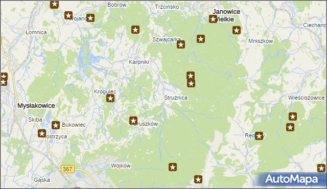 mapa Strużnica, Strużnica na mapie Targeo