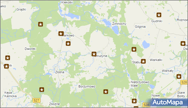 mapa Strużyna gmina Morąg, Strużyna gmina Morąg na mapie Targeo