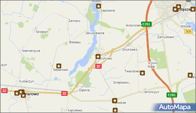 mapa Strykowo, Strykowo na mapie Targeo