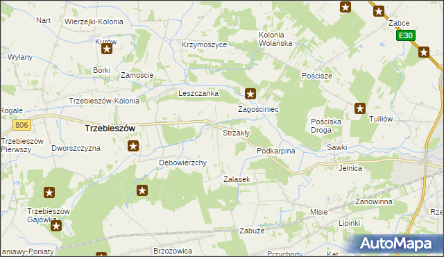 mapa Strzakły, Strzakły na mapie Targeo