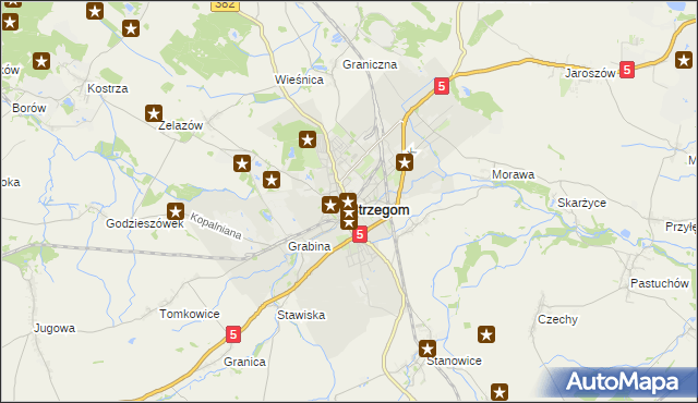 mapa Strzegom powiat świdnicki, Strzegom powiat świdnicki na mapie Targeo