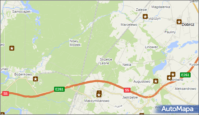 mapa Strzelce Leśne, Strzelce Leśne na mapie Targeo