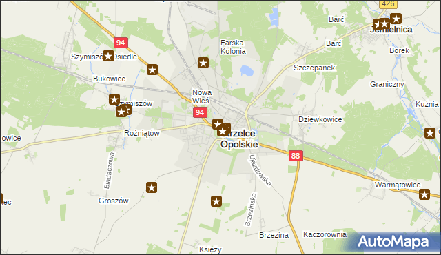 mapa Strzelce Opolskie, Strzelce Opolskie na mapie Targeo