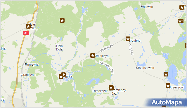 mapa Strzelczyn, Strzelczyn na mapie Targeo