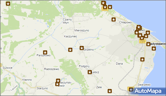 mapa Strzelno gmina Puck, Strzelno gmina Puck na mapie Targeo